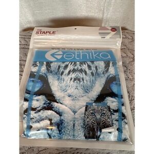 NWT Ethika The Staple Fit Boxer Briefs Men's 2XL Blue‎ snow White Leopard Print